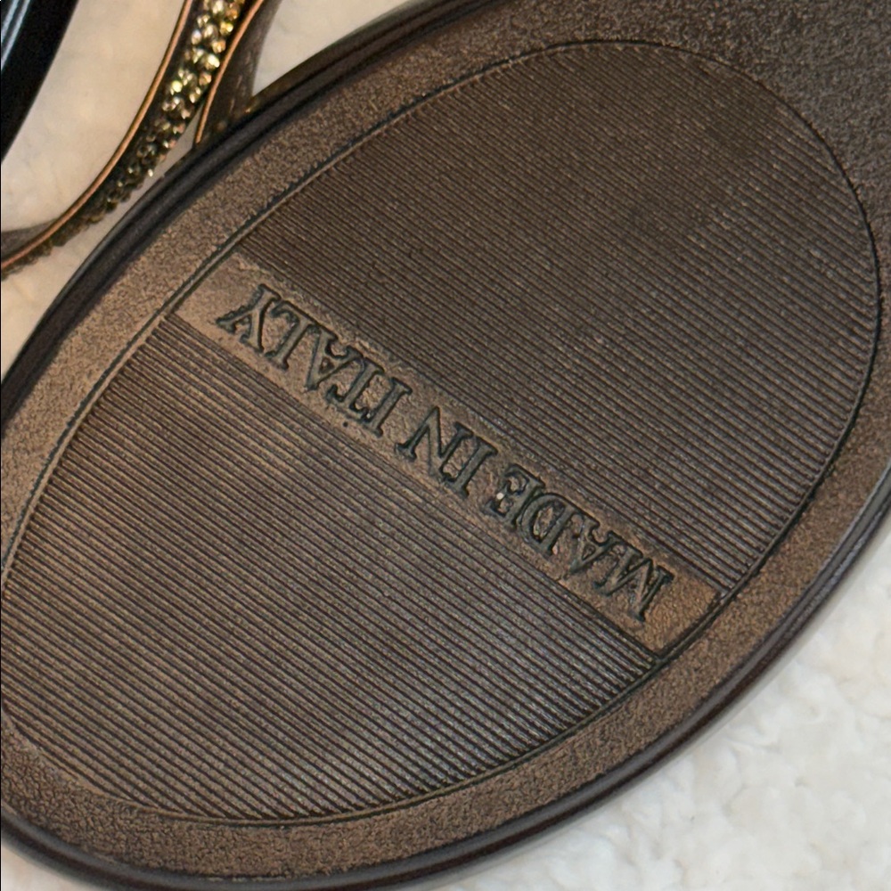 Italian Shoemakers Copper-Bronze Embellished Thong Sandals - Picture 7 of 9